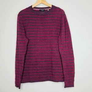 Ted Baker Red Striped Wool Blend Crewneck Sweater 5 Large